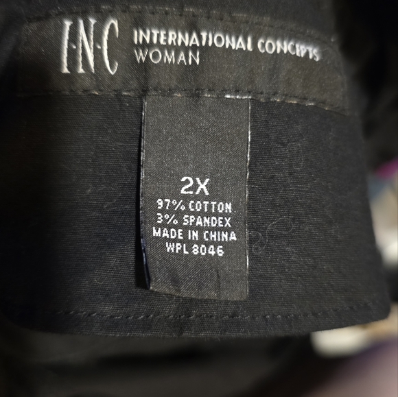 INC International Concepts 2X Black Ruffle Open Front Jacket Cotton Blend NWT - Picture 2 of 6